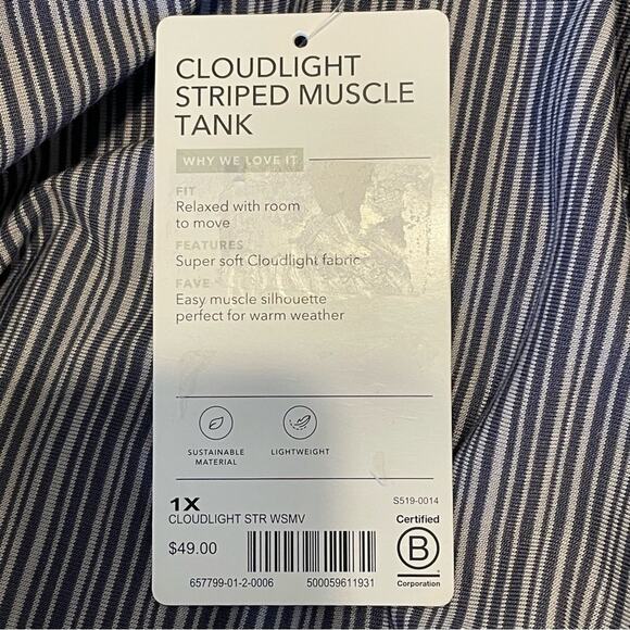 Athleta Cloudlight‎ Striped Muscle Tank NWT Size 1X - Picture 5 of 7